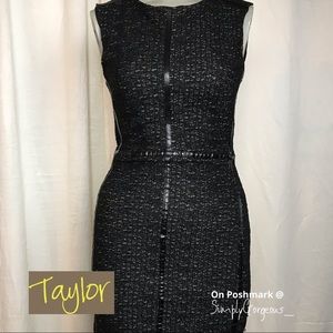Taylor Holiday Dress. Black with leather detail.